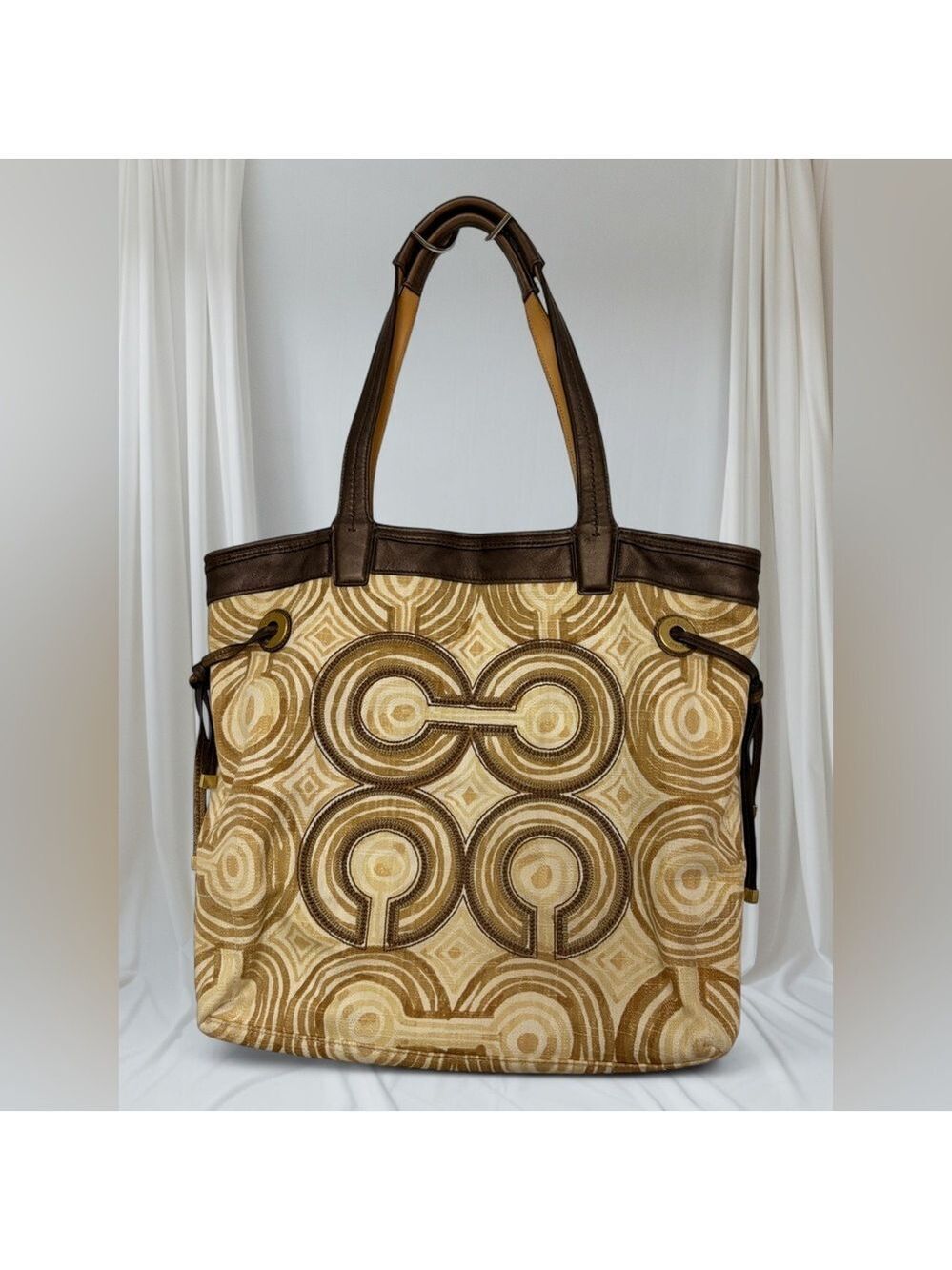 Coach Audrey Op Art Swirl Leigh Slim Tote Bag 17044 EUC